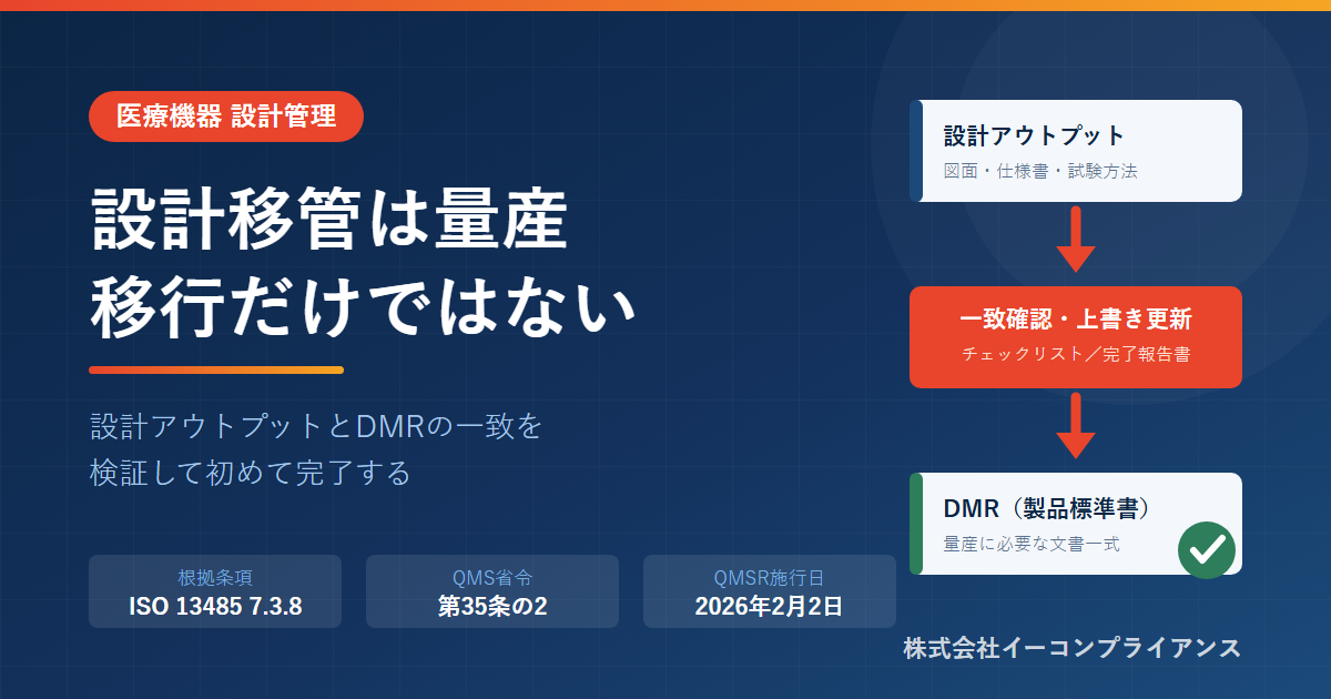 設計移管は量産移行だけではない――ISO 13485 7.3.8とQMS省令第35条の2